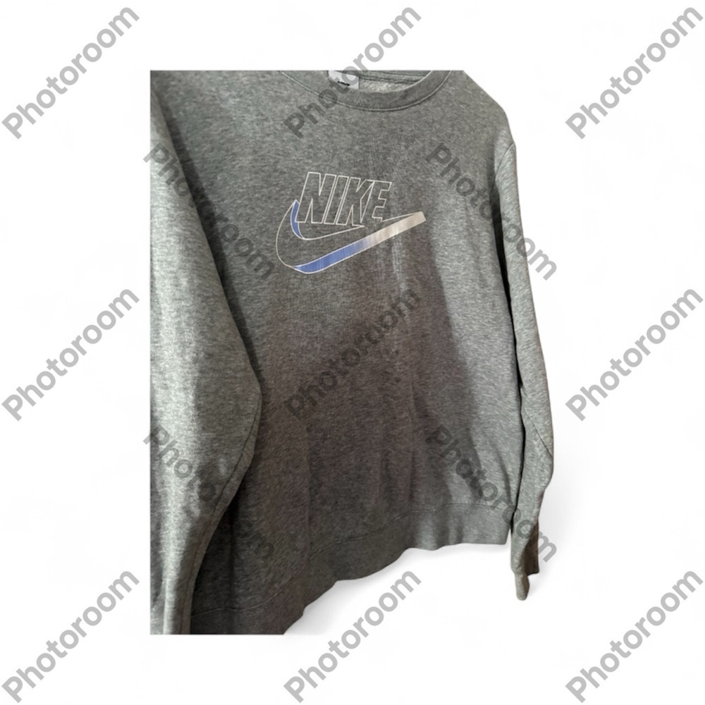 NIKE Gradient Swoosh Crew Neck Sweatshirt Grey/Blue XS - Picture 5 of 6